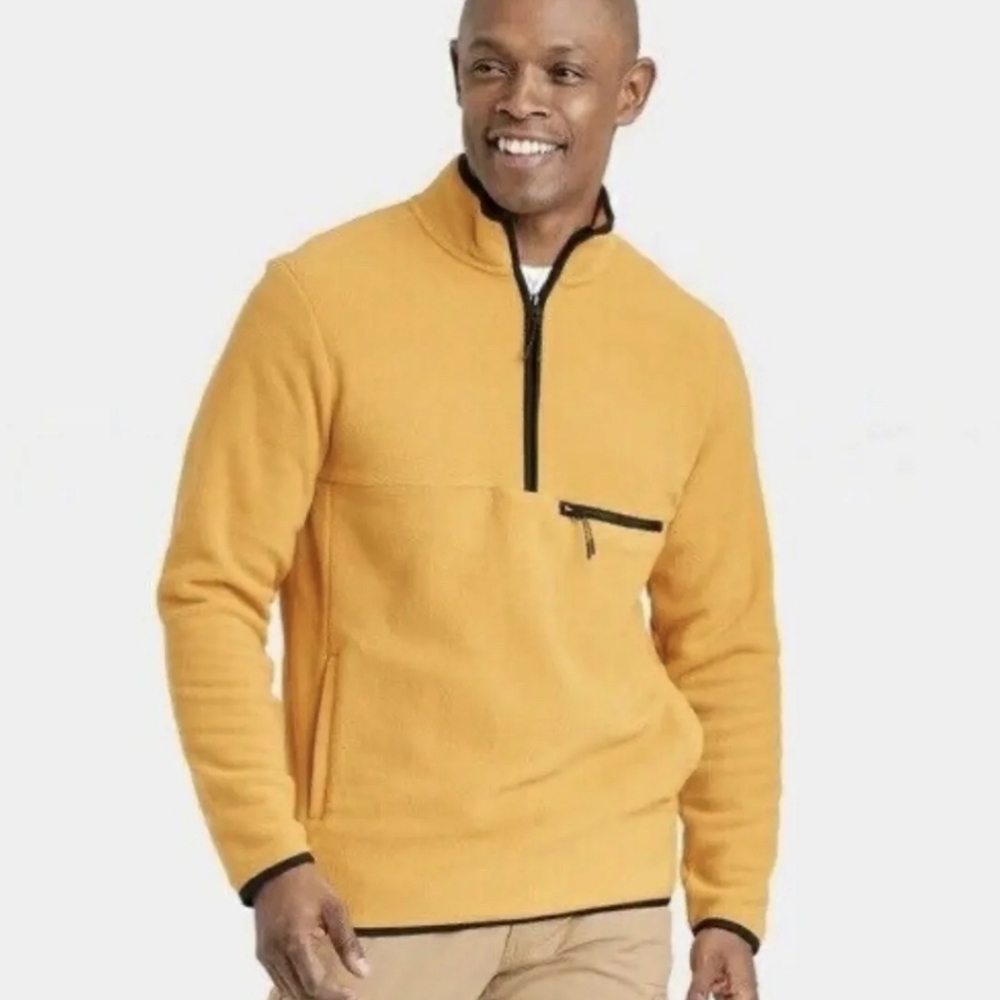Goodfellow & Co Men’s Polar Fleece High Neck 1/2 Zip Sweatshirt Gold Size XXL